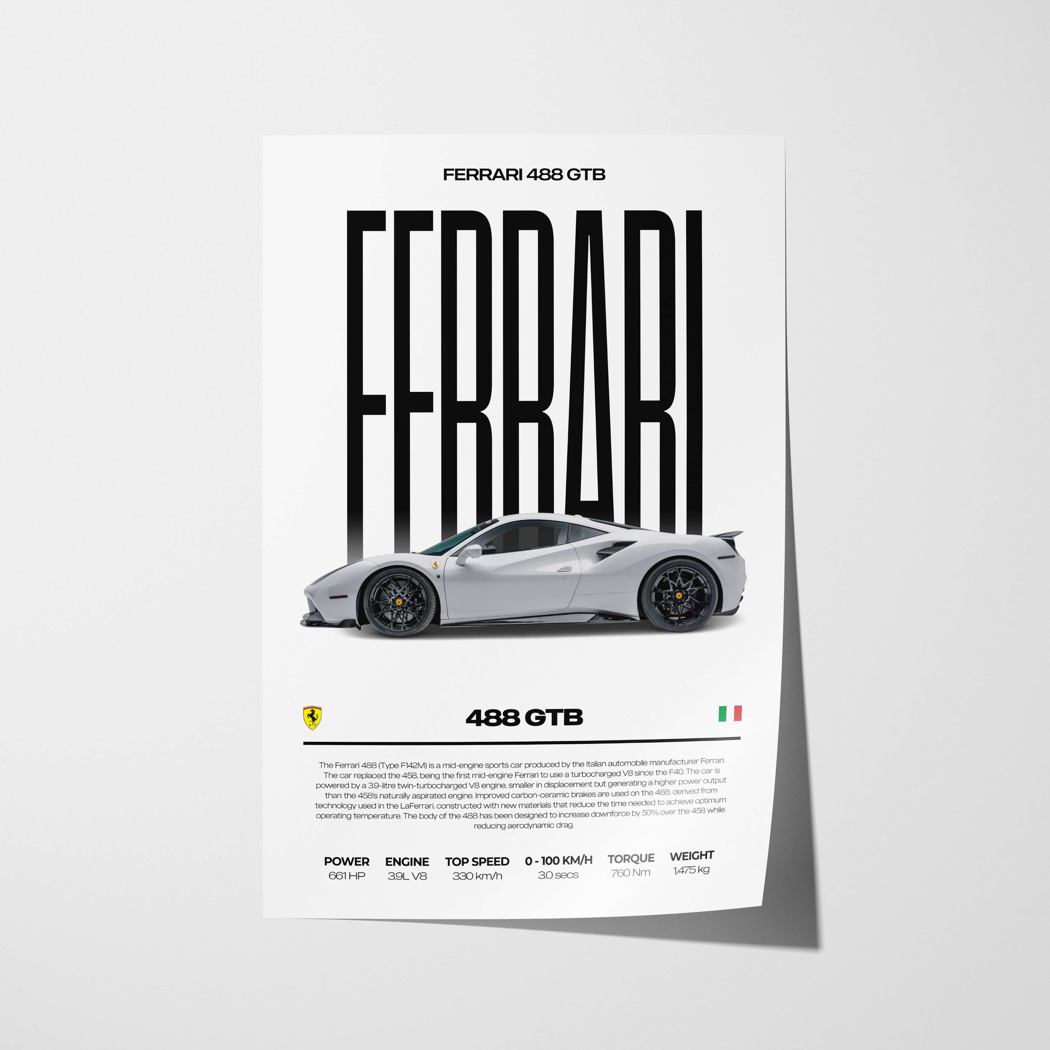 Ferrari 488 GTB Poster