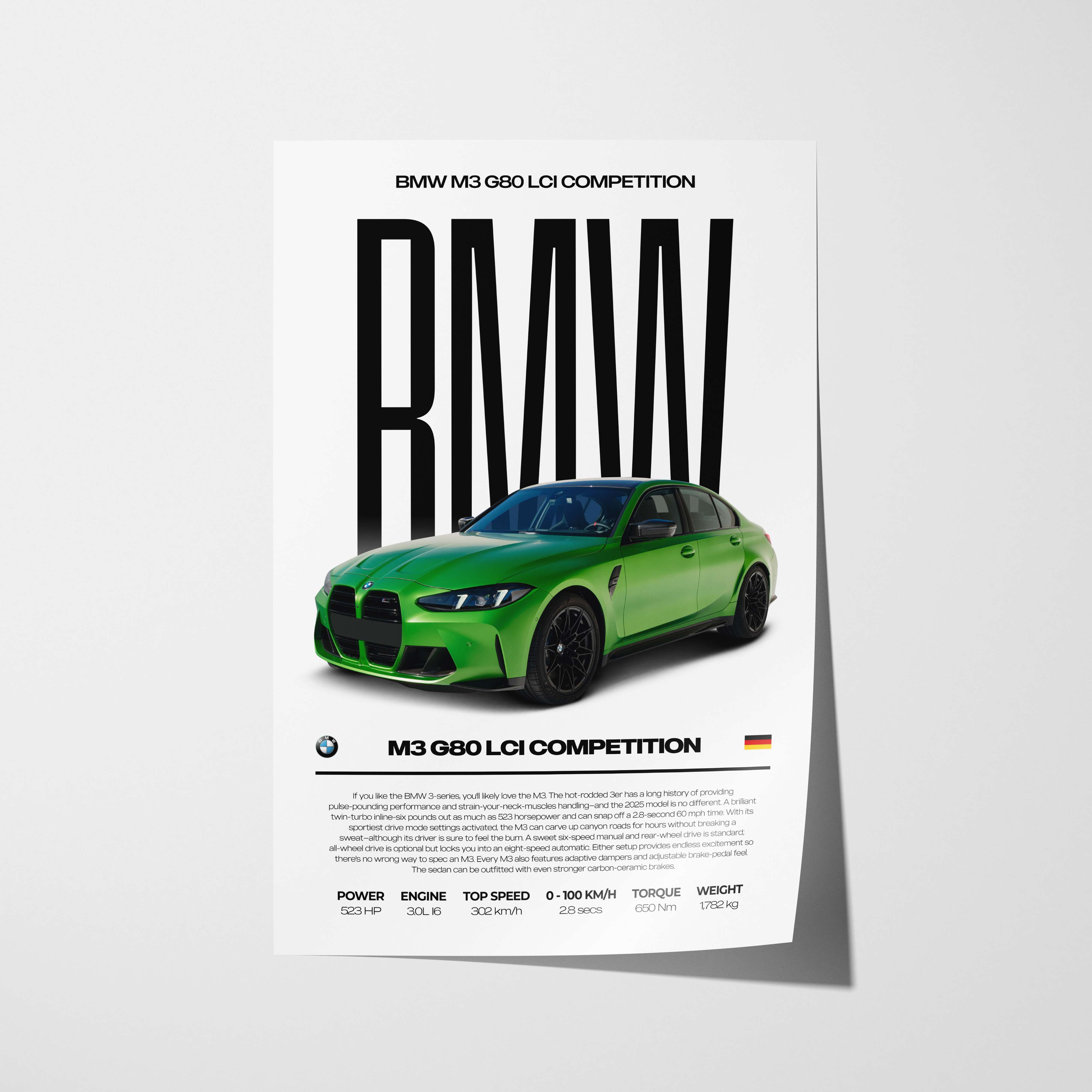 BMW M3 G80 LCI Competition Poster