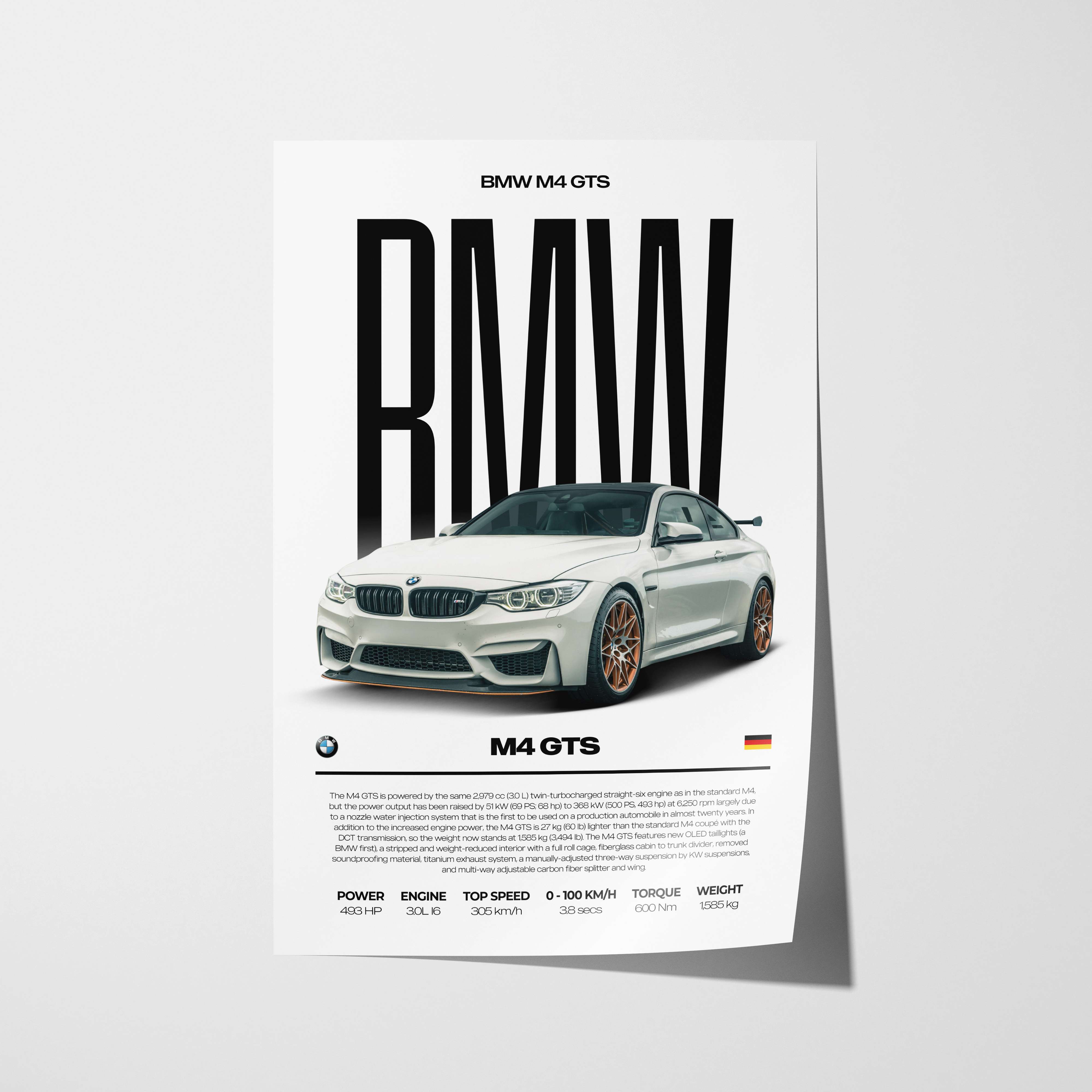 BMW M4 GTS Poster