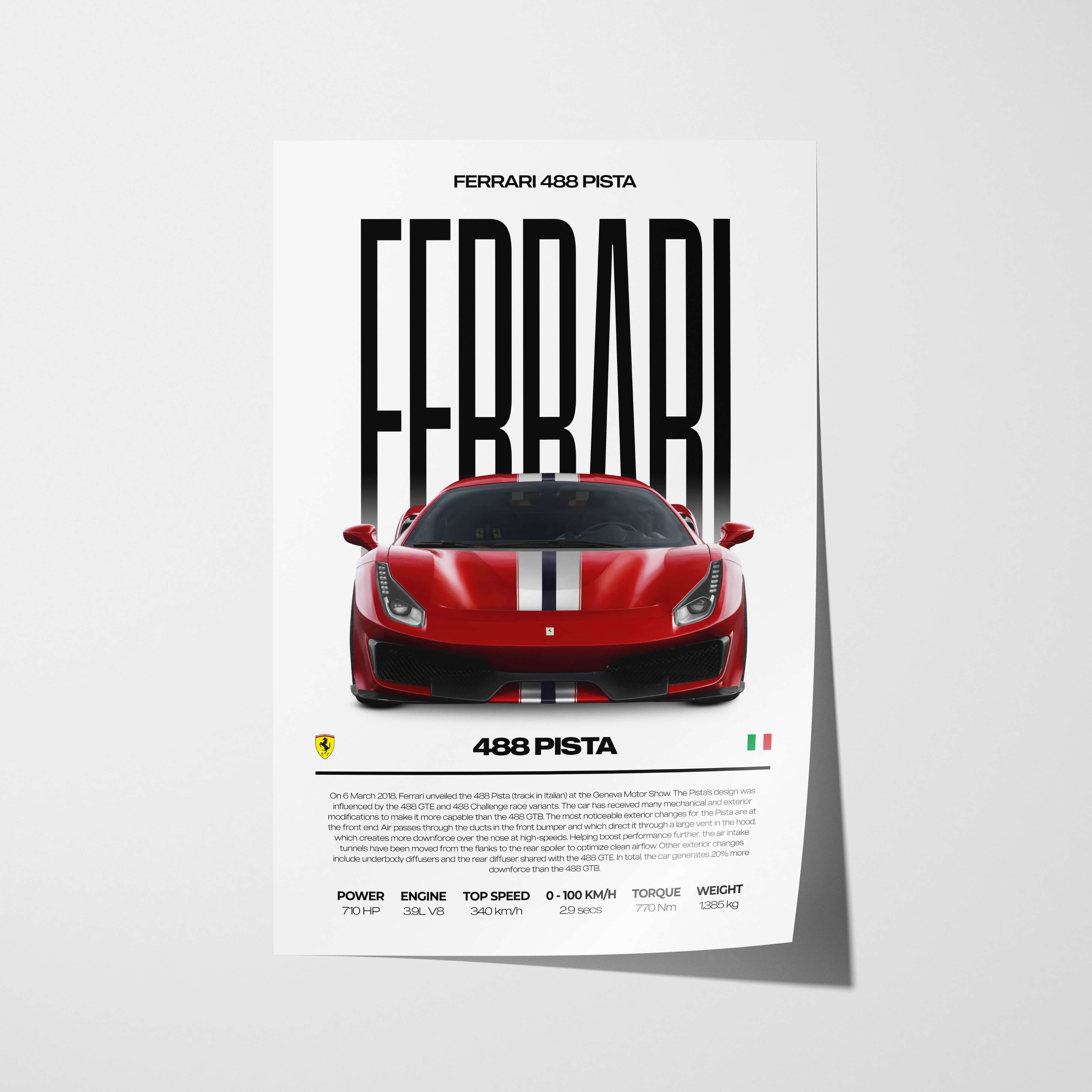 Ferrari 488 Pista Poster