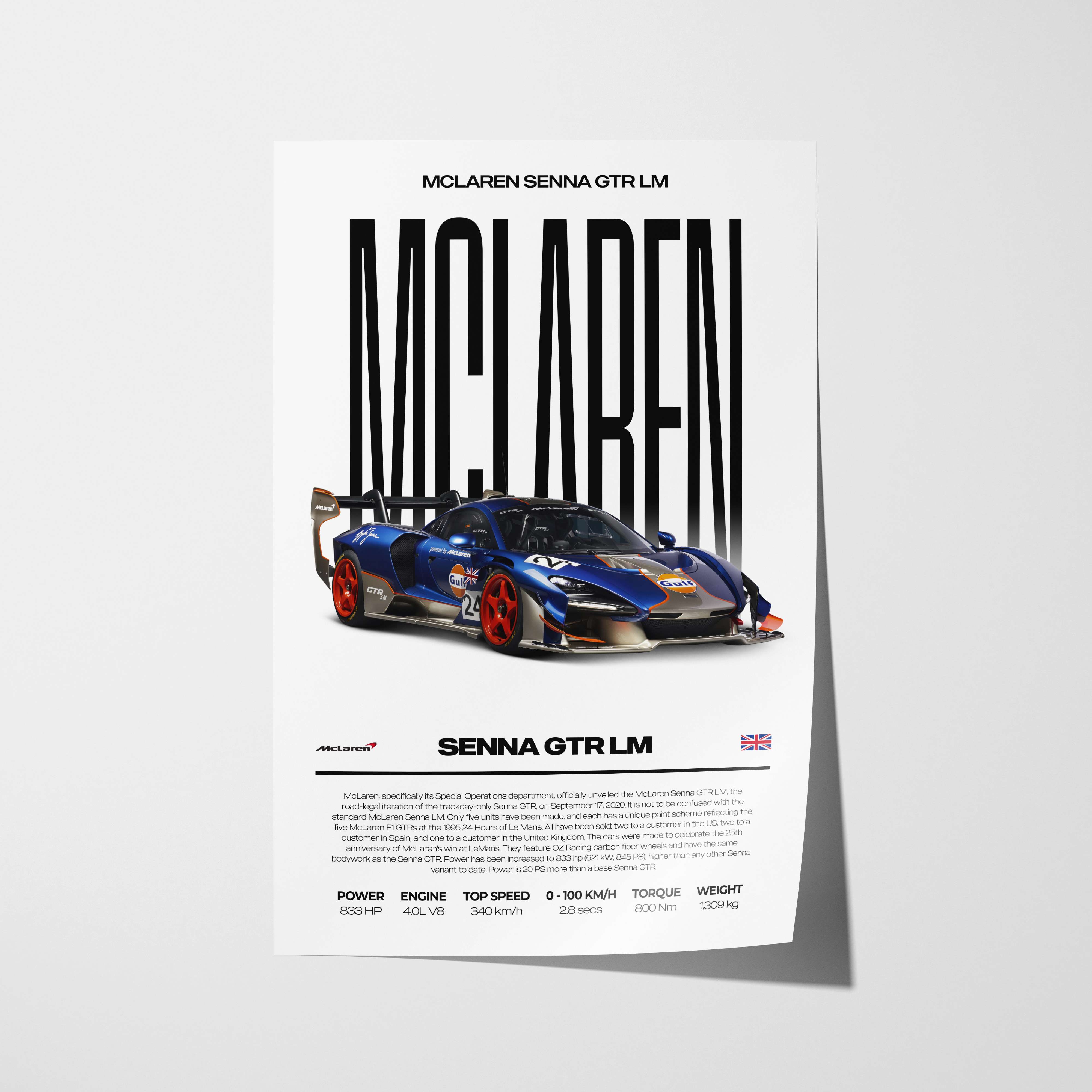 McLaren Senna GTR LM Poster