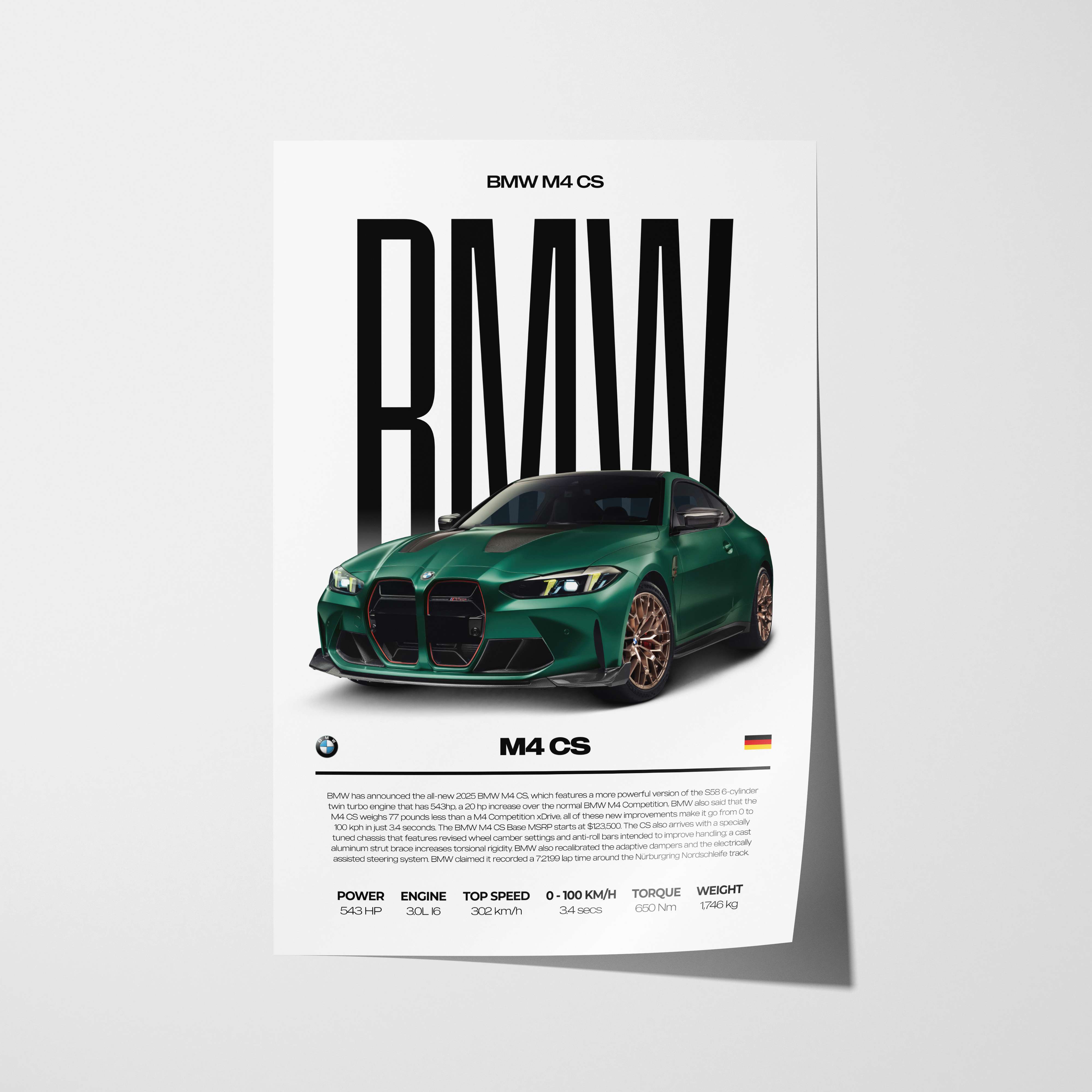 BMW M4 CS Poster