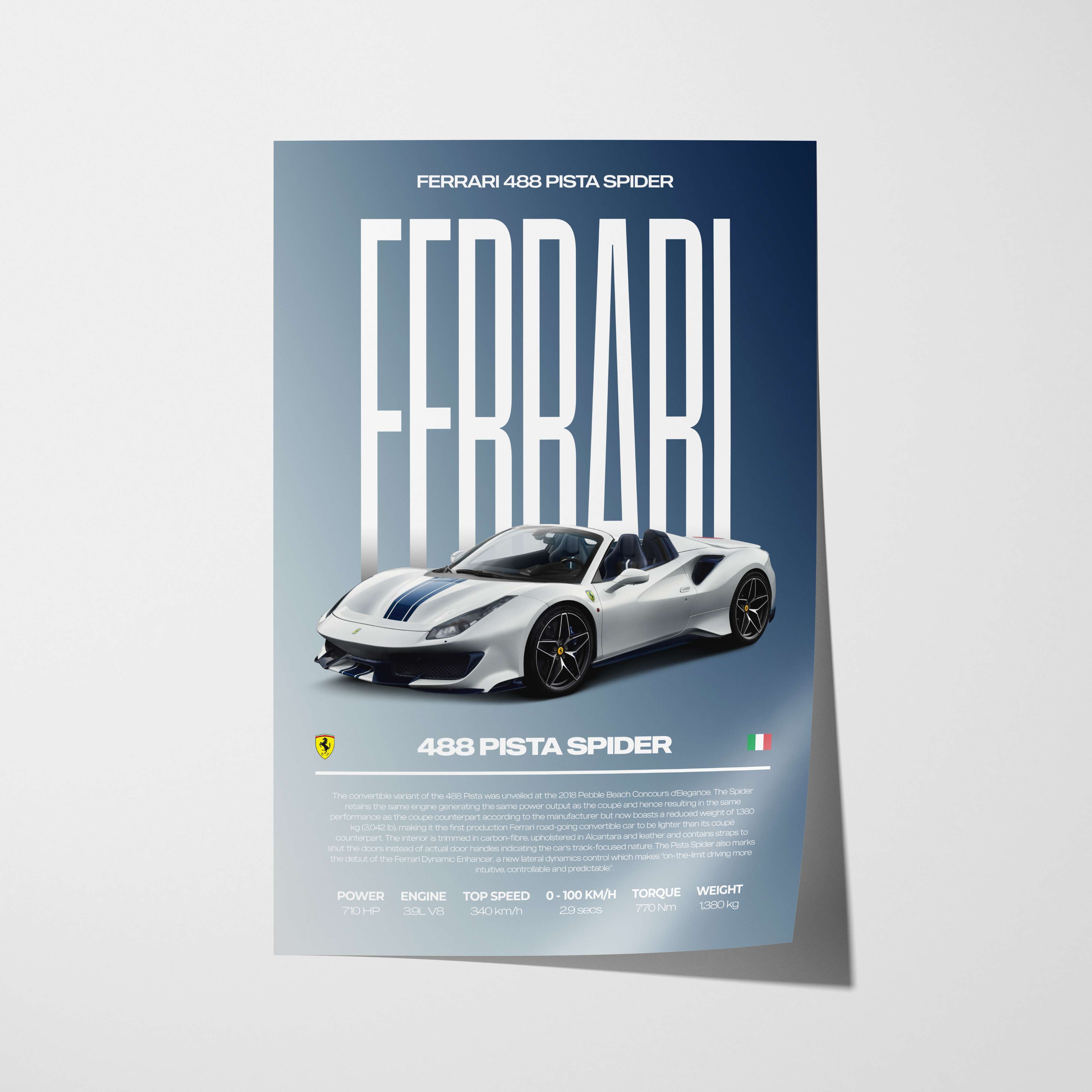 Ferrari 488 Pista Spider Poster