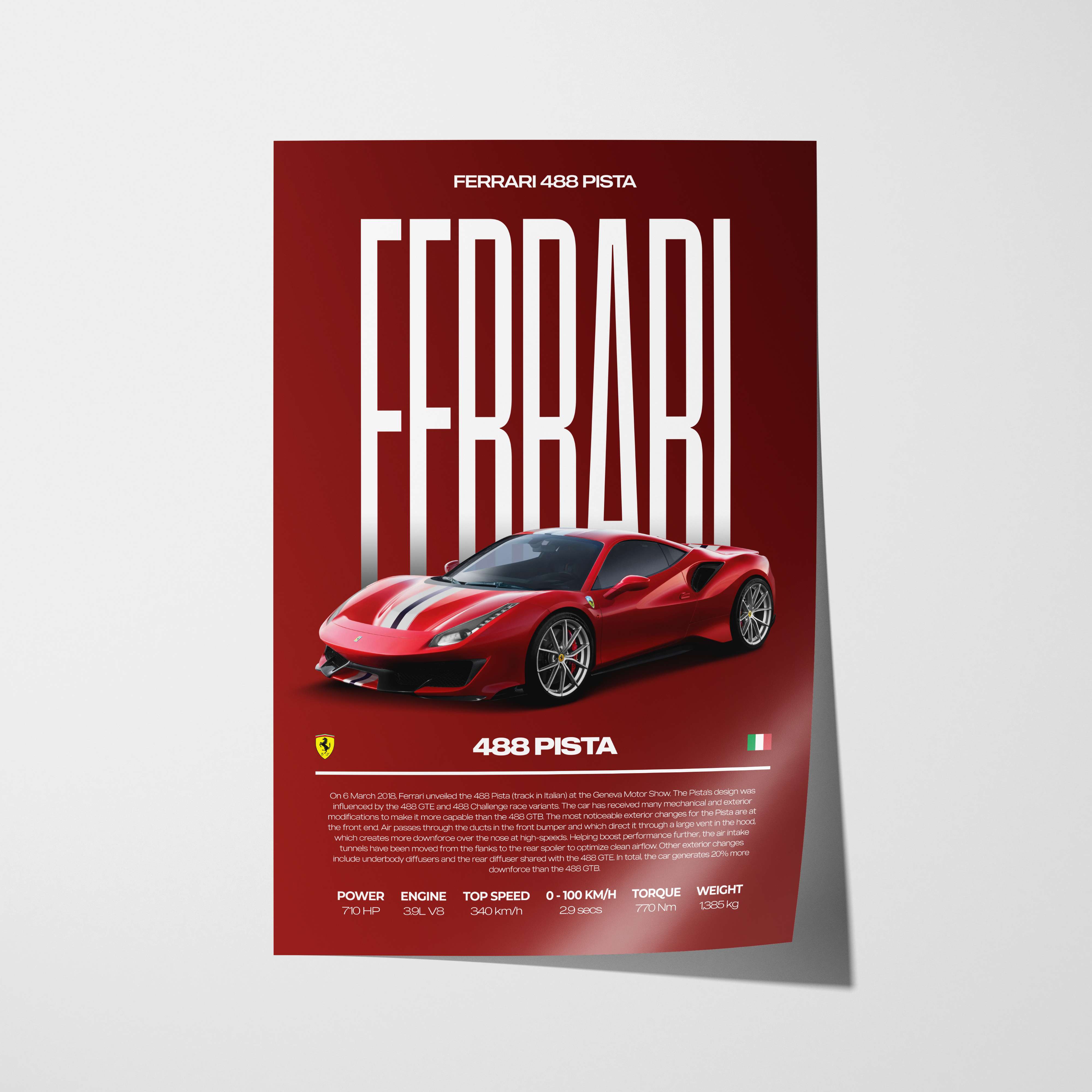 Ferrari 488 Pista Poster