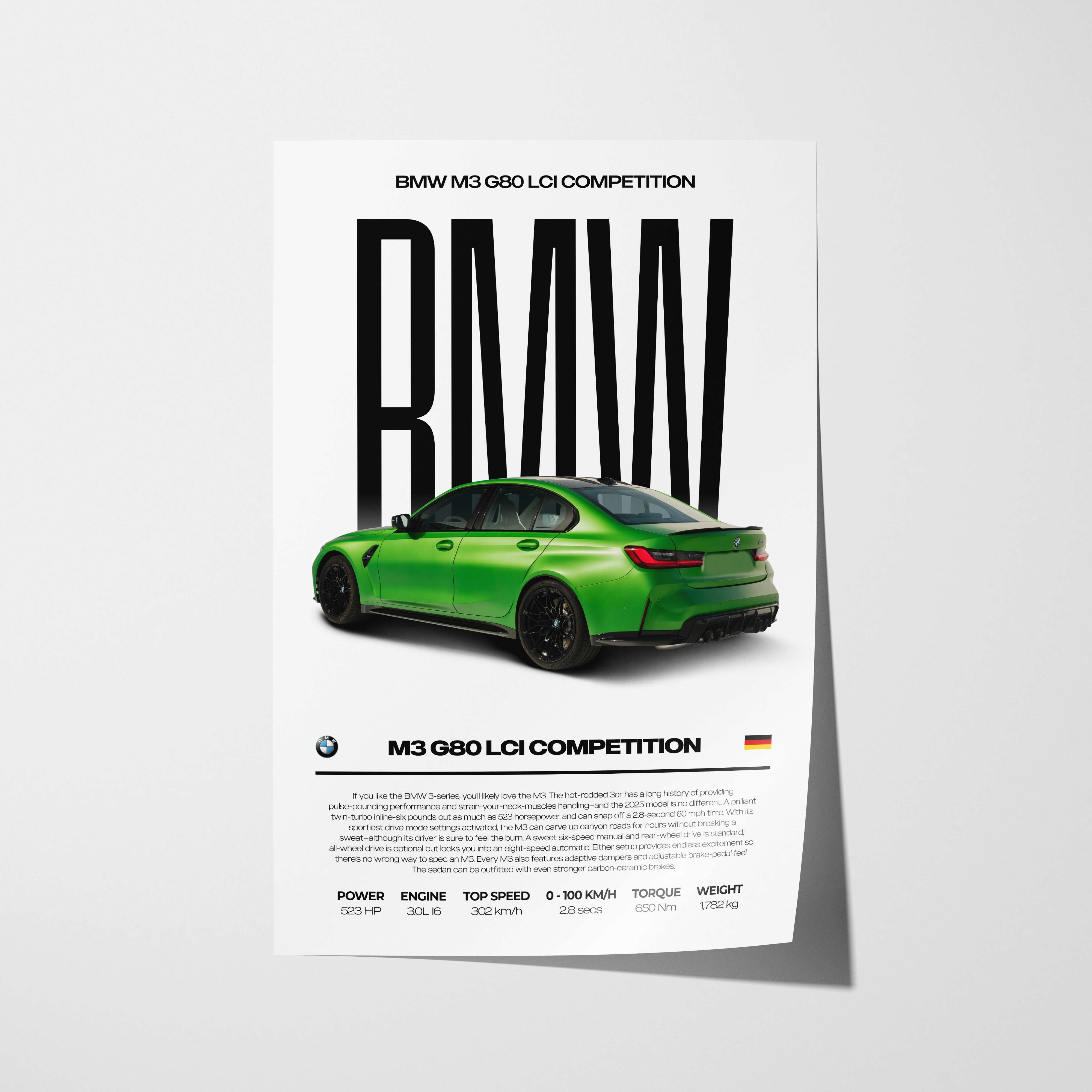 BMW M3 G80 LCI Competition Poster