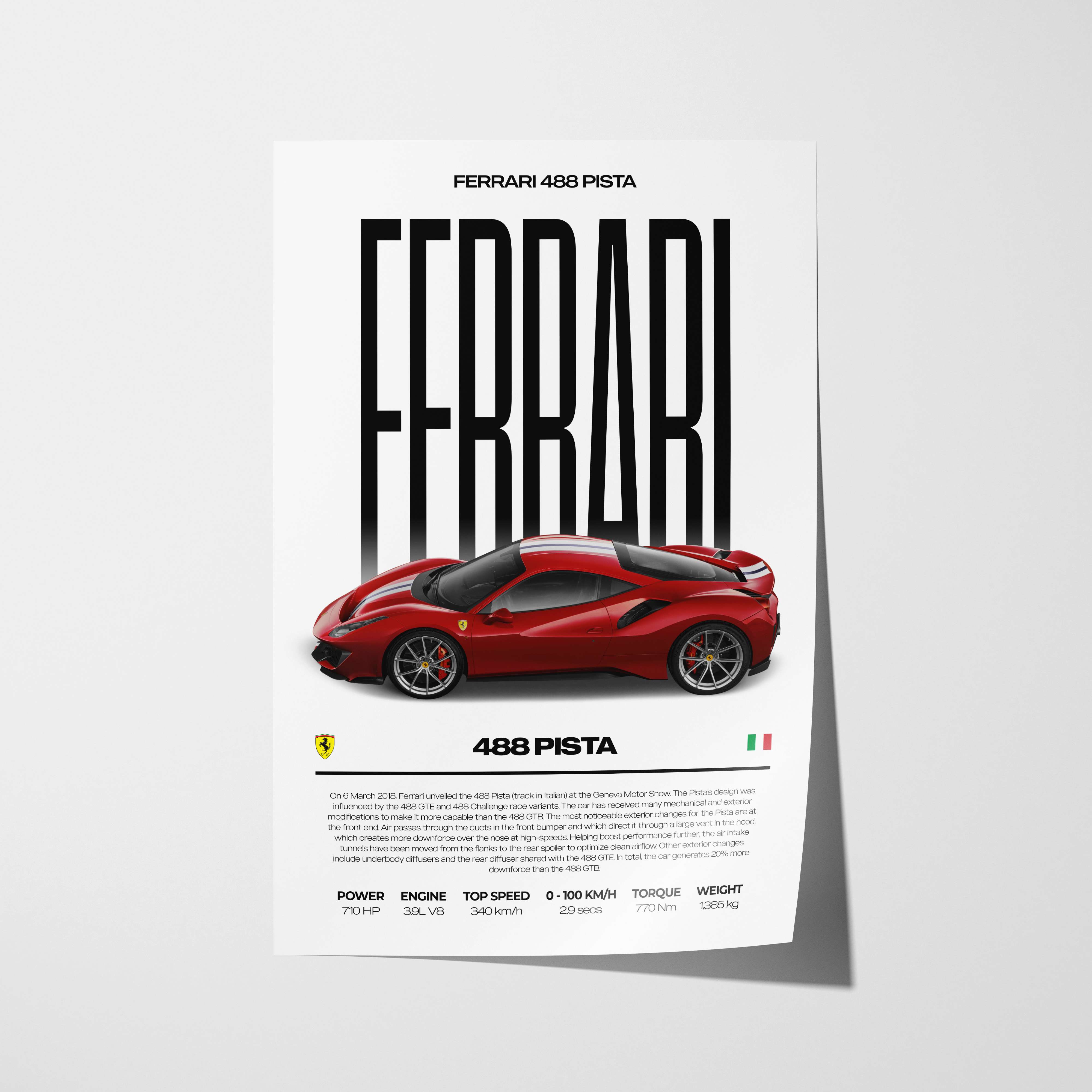 Ferrari 488 Pista Poster