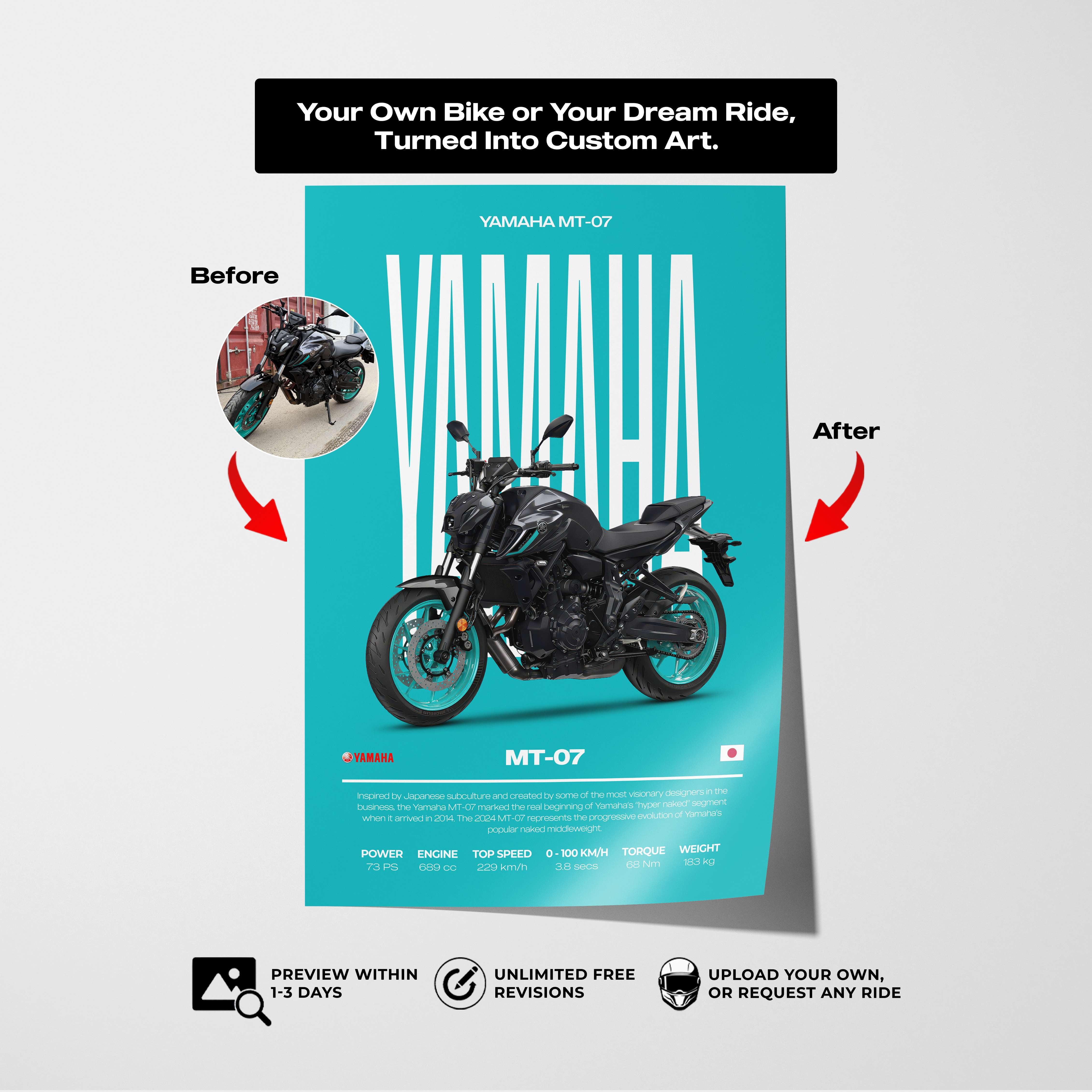 Modern Custom Motorcycle Poster – Artist Handmade