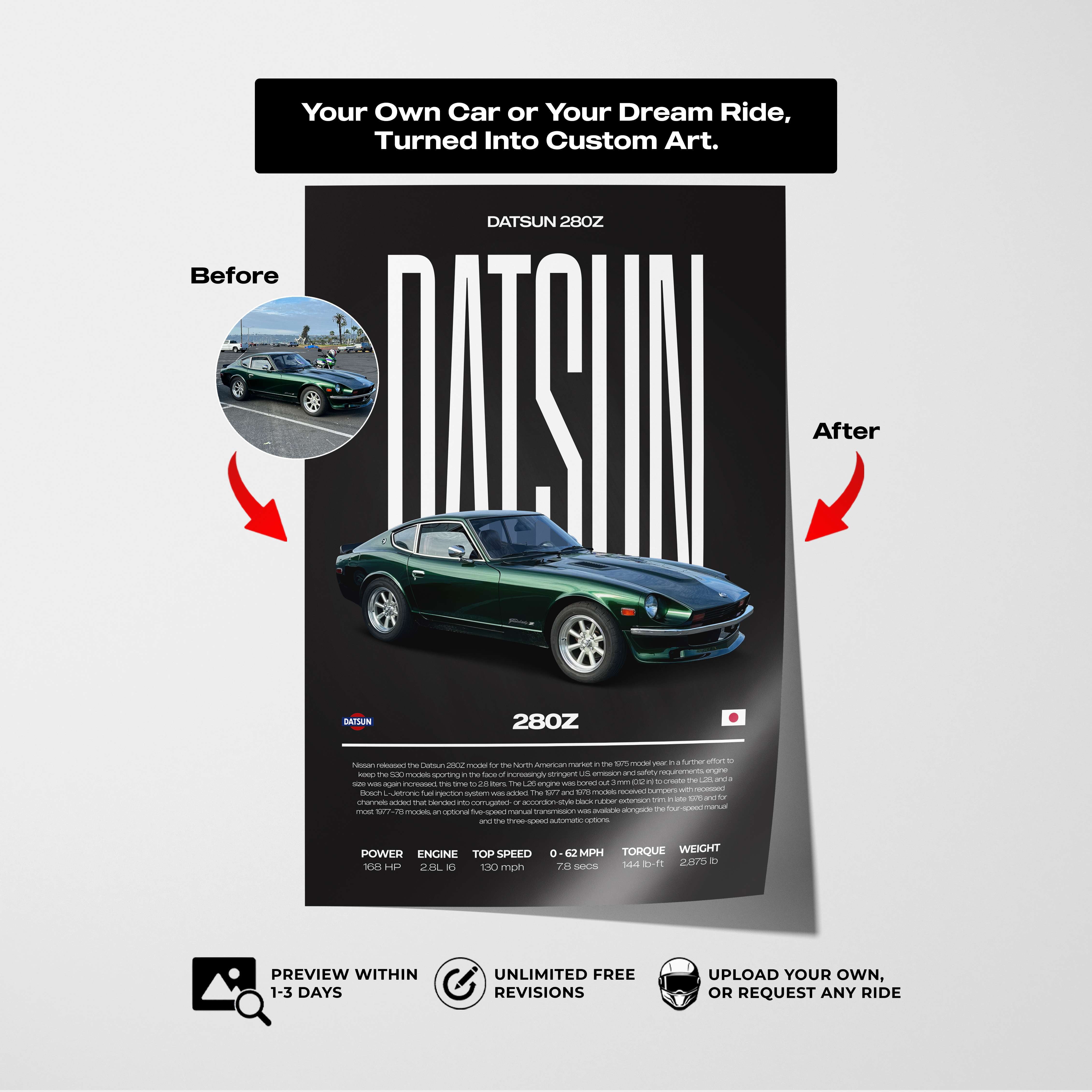 Modern Custom Car Poster – Artist Handmade