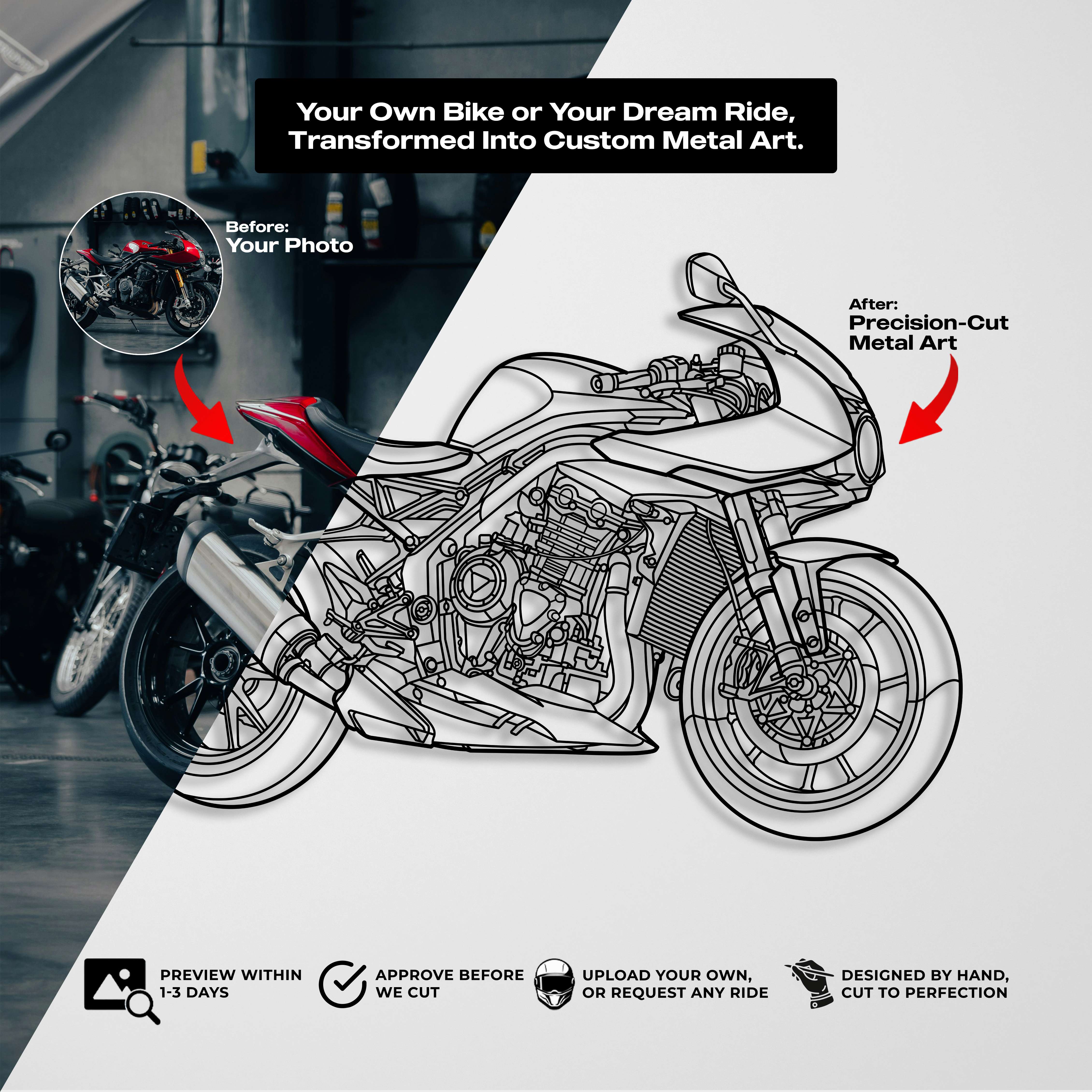 Custom Motorcycle Metal Art - Precision-Cut & Designed by Hand