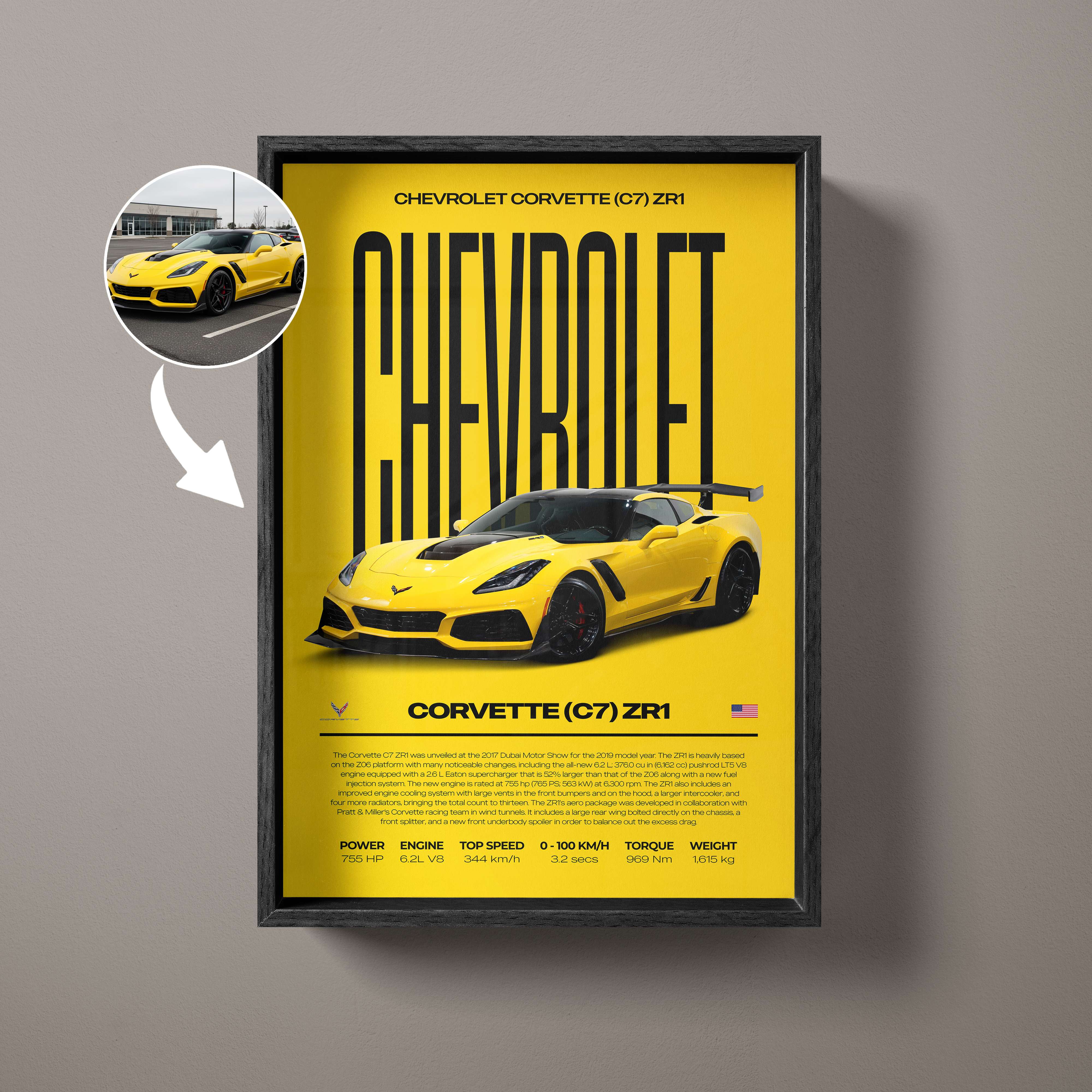 Modern Custom Car Poster – Artist Handmade