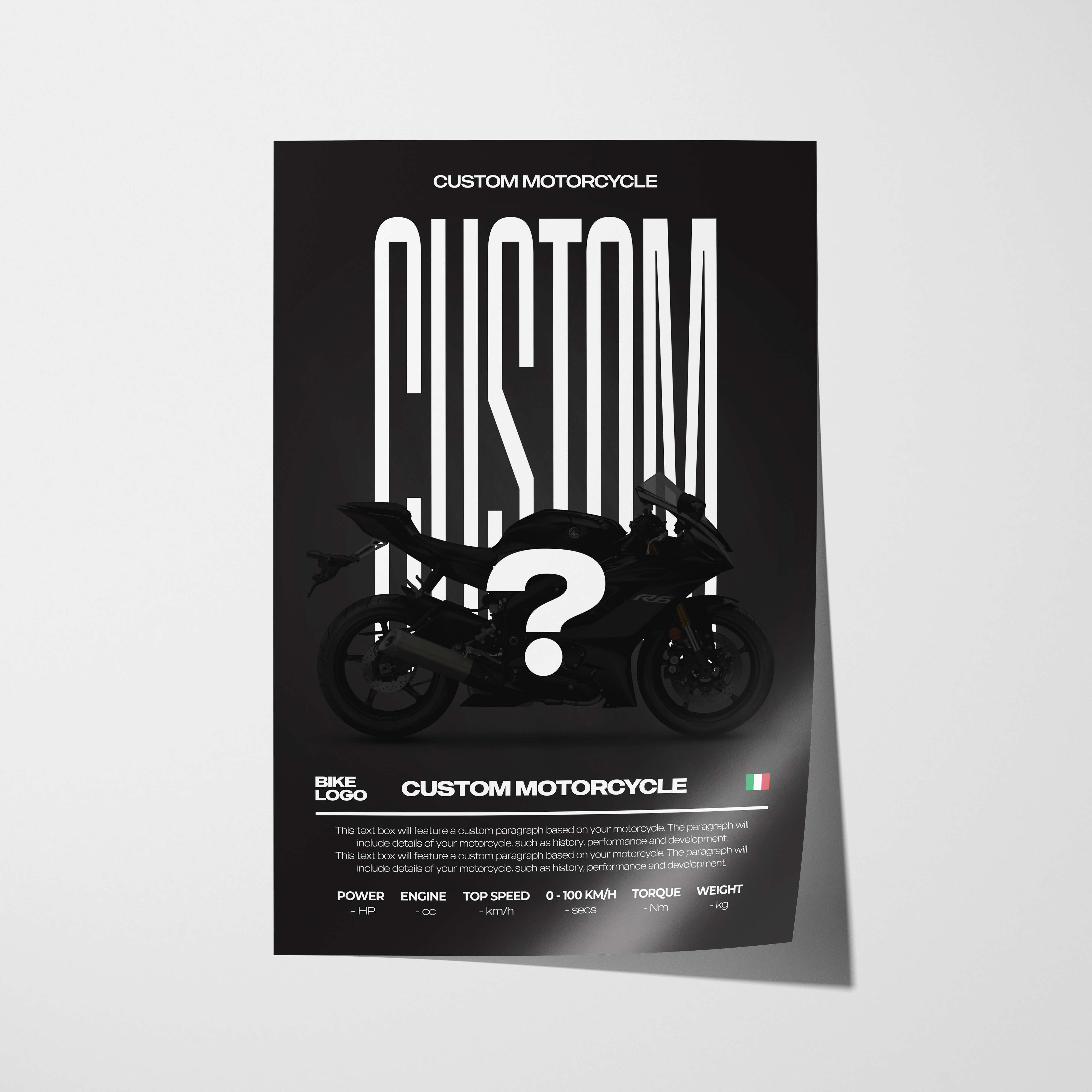 Modern Custom Motorcycle Poster – Artist Handmade