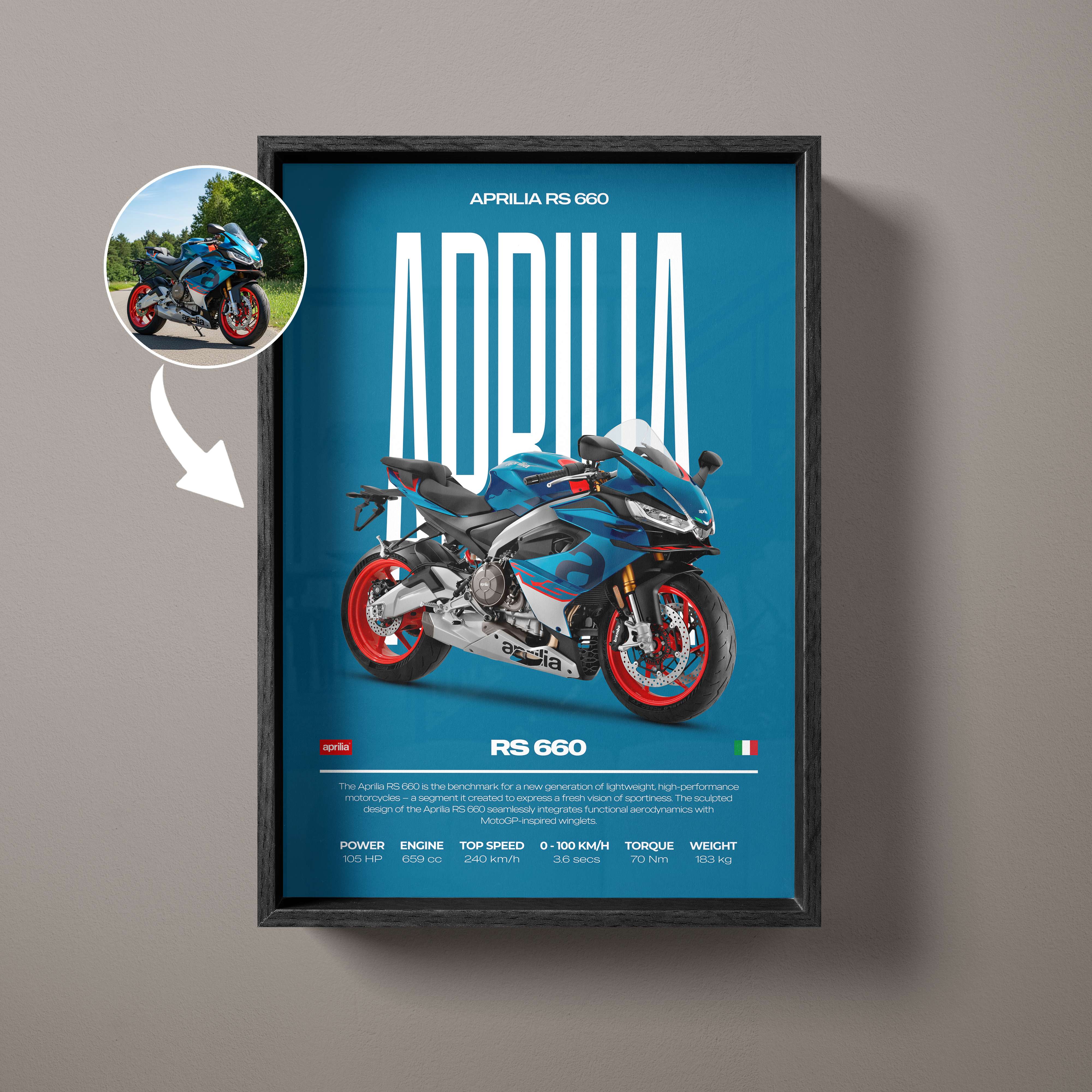 Modern Custom Motorcycle Poster – Artist Handmade