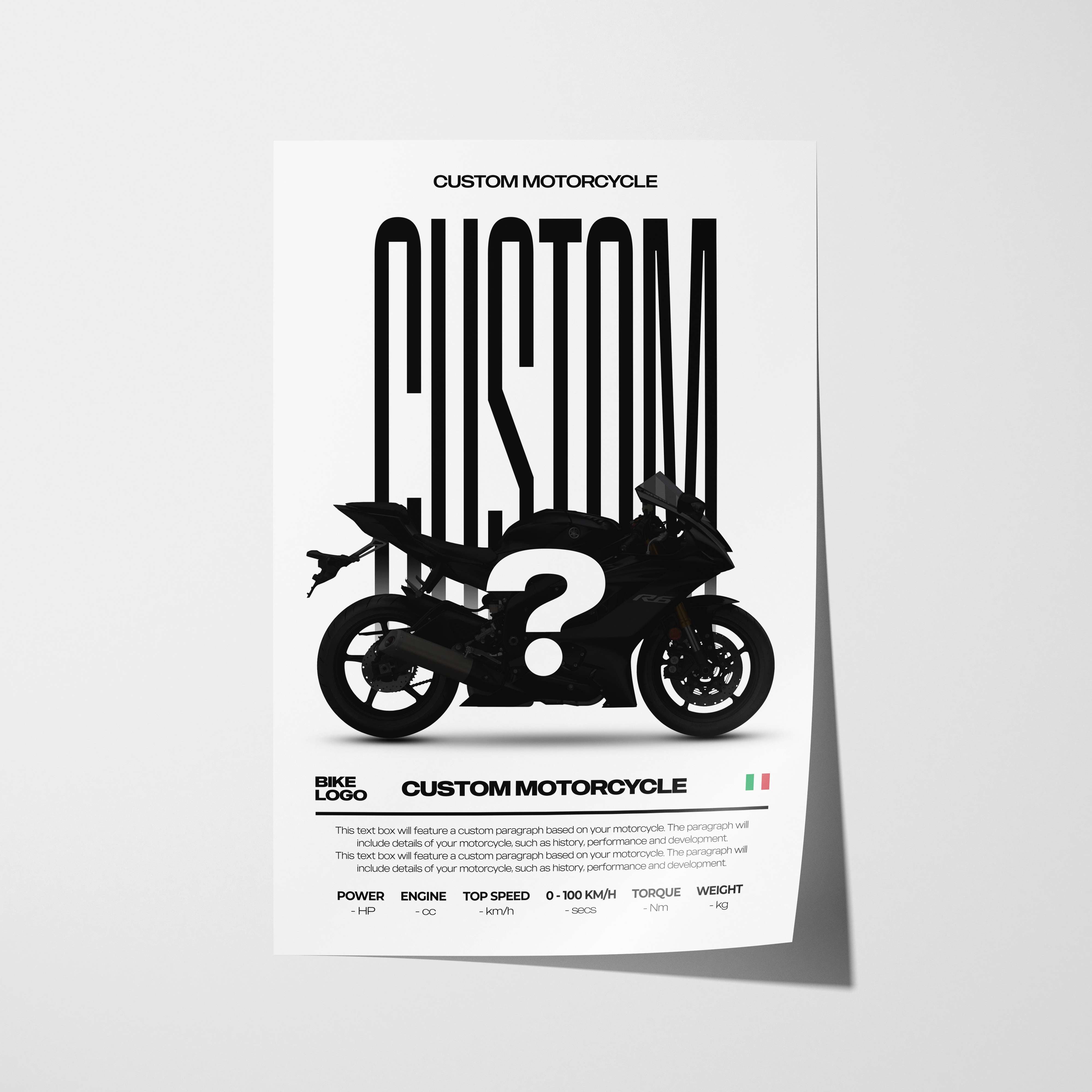 Modern Custom Motorcycle Poster – Artist Handmade