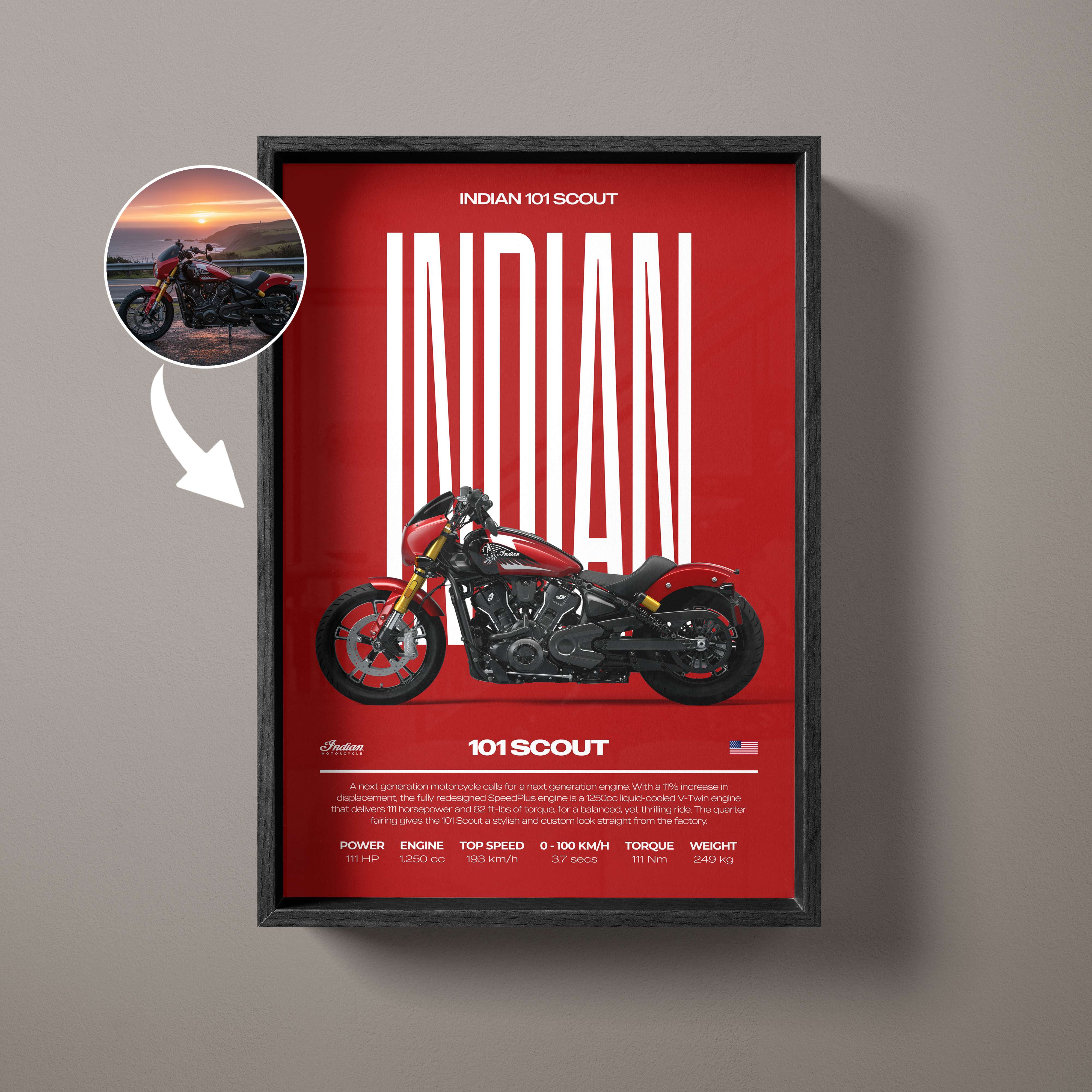 Modern Custom Motorcycle Poster – Artist Handmade