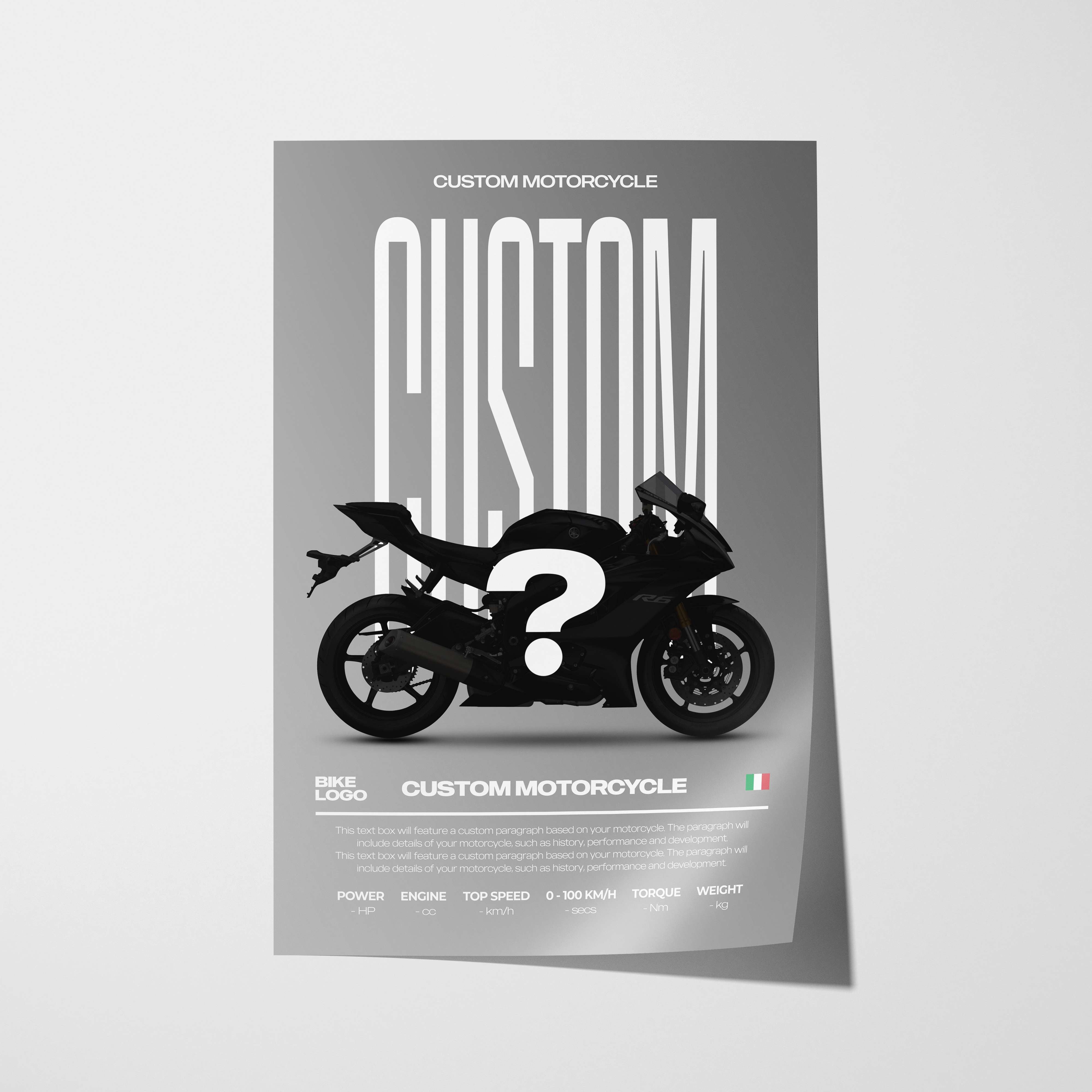 Modern Custom Motorcycle Poster – Artist Handmade