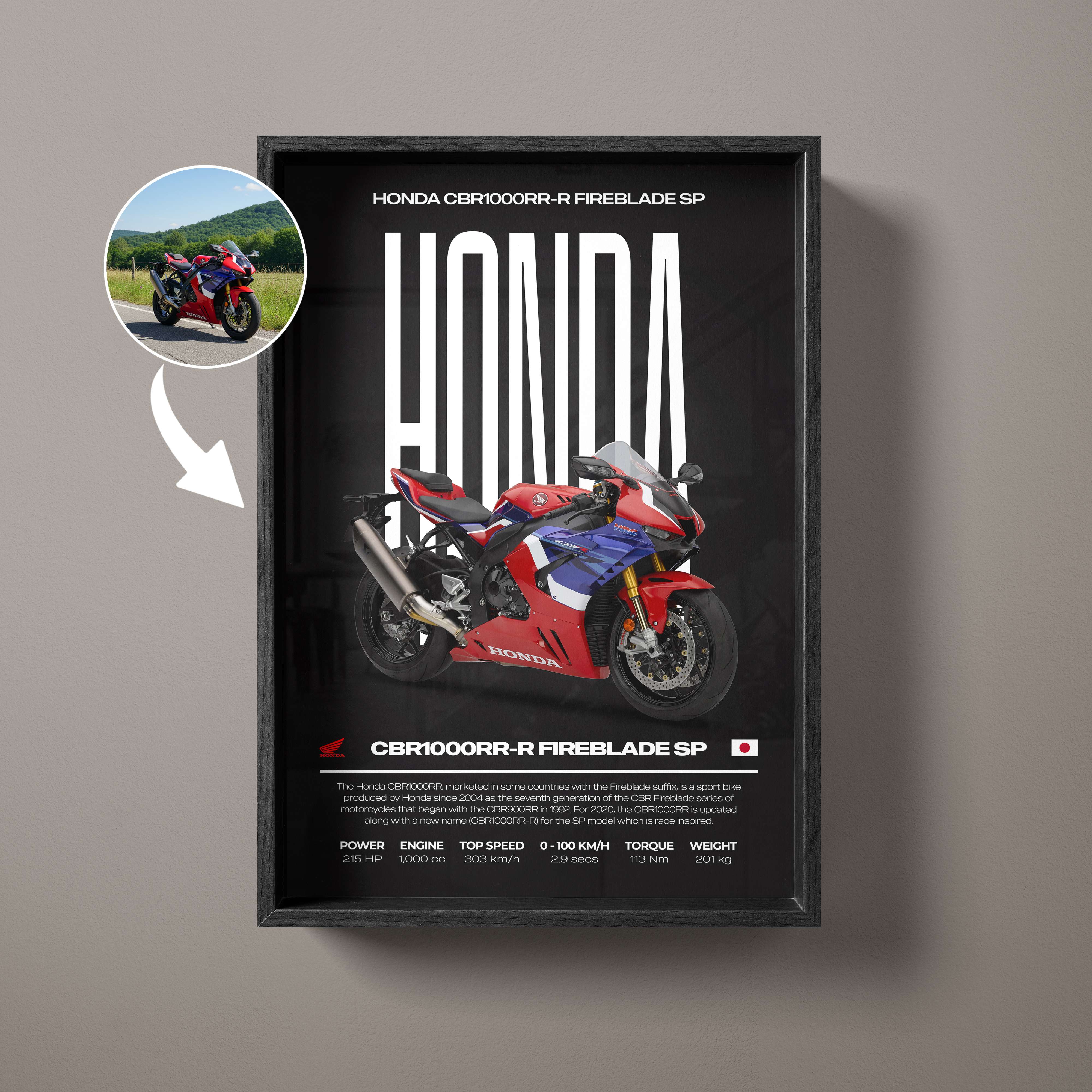 Modern Custom Motorcycle Poster – Artist Handmade