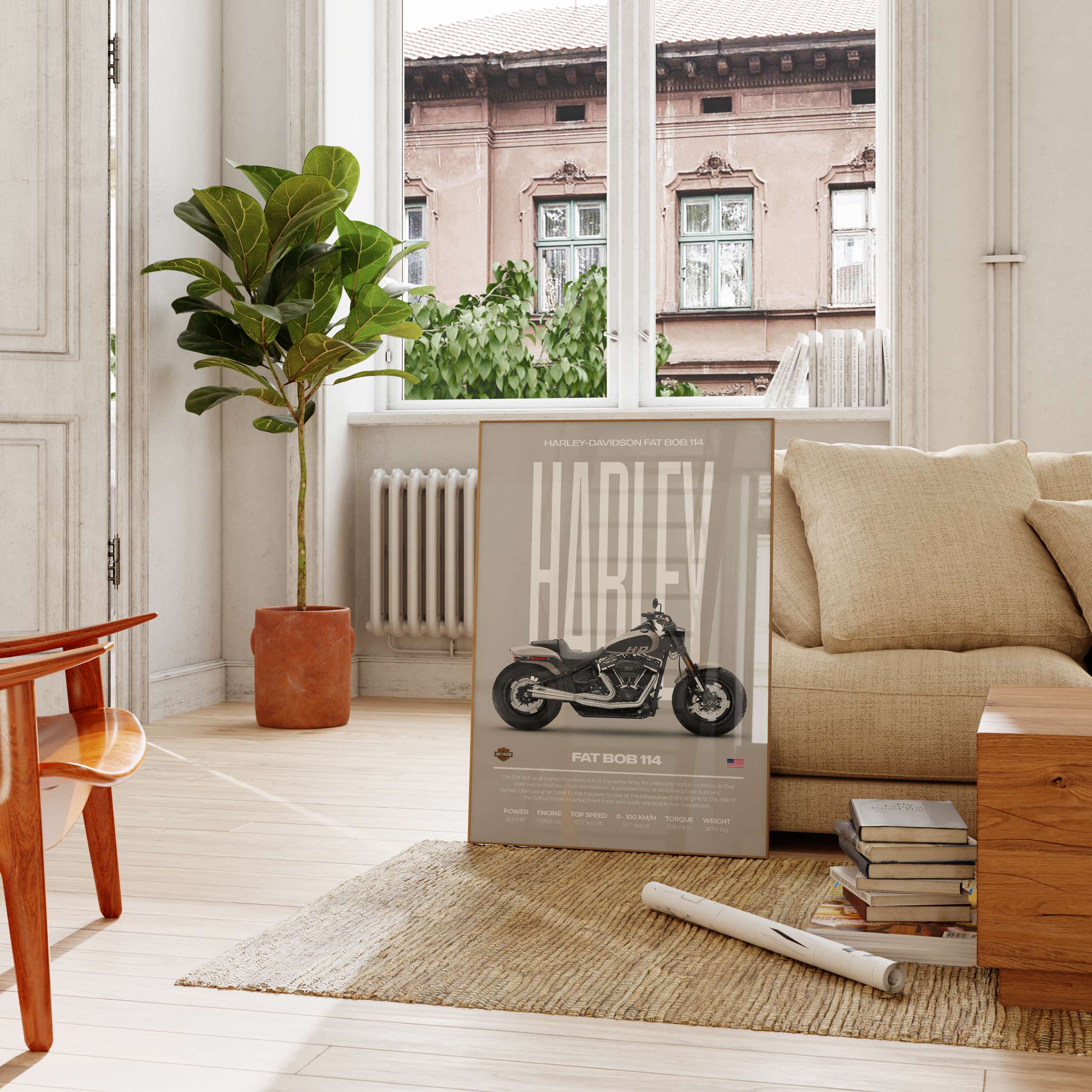 Modern Custom Motorcycle Poster – Artist Handmade