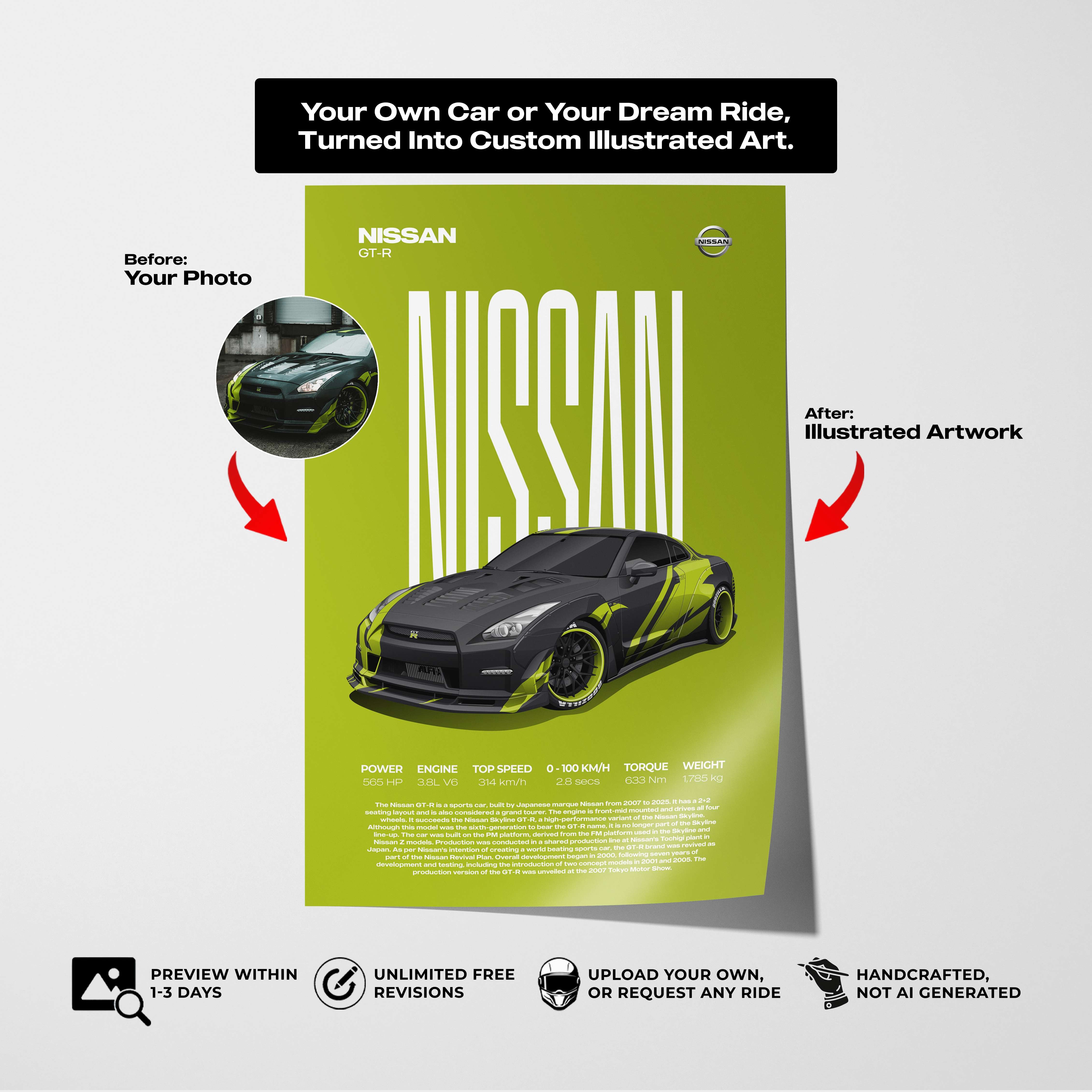 Custom Car Illustration Artwork – Artist Handmade