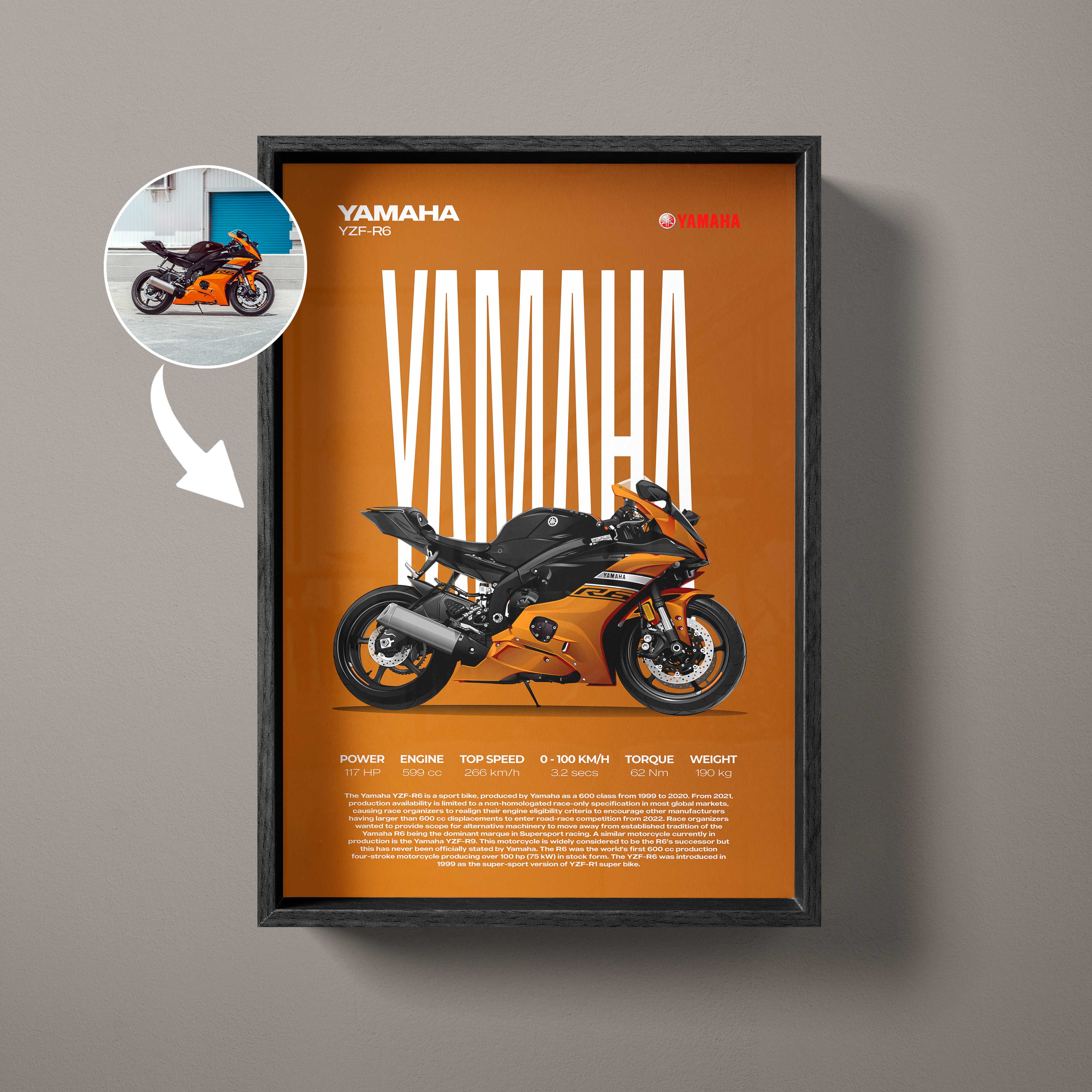 Custom Motorcycle Illustration Artwork – Artist Handmade